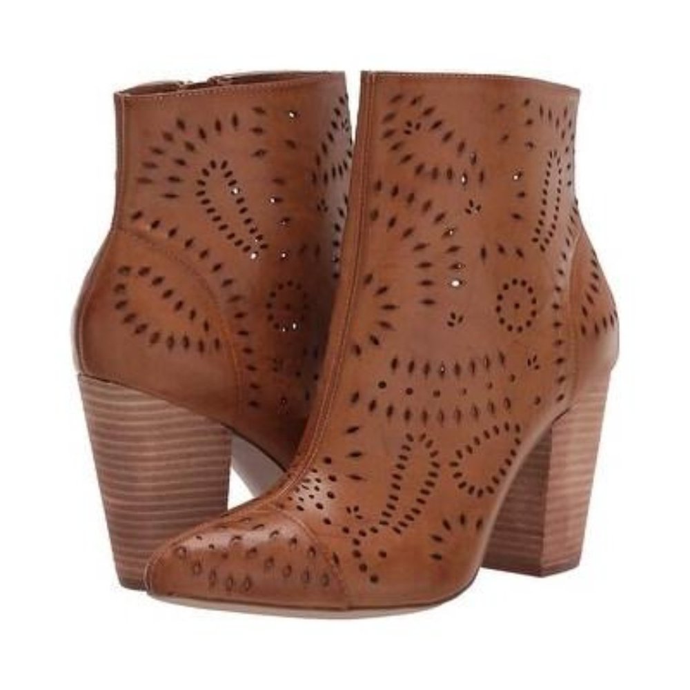 Carlos by Carlos Santana Taryn Faux Leather Ankle Block Heel Bootie 6.5 NIB